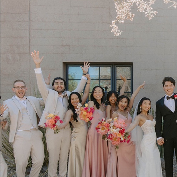 Birdy Grey Lisa Long Bridesmaid Dress in Neutral Champagne - Picture 5 of 7